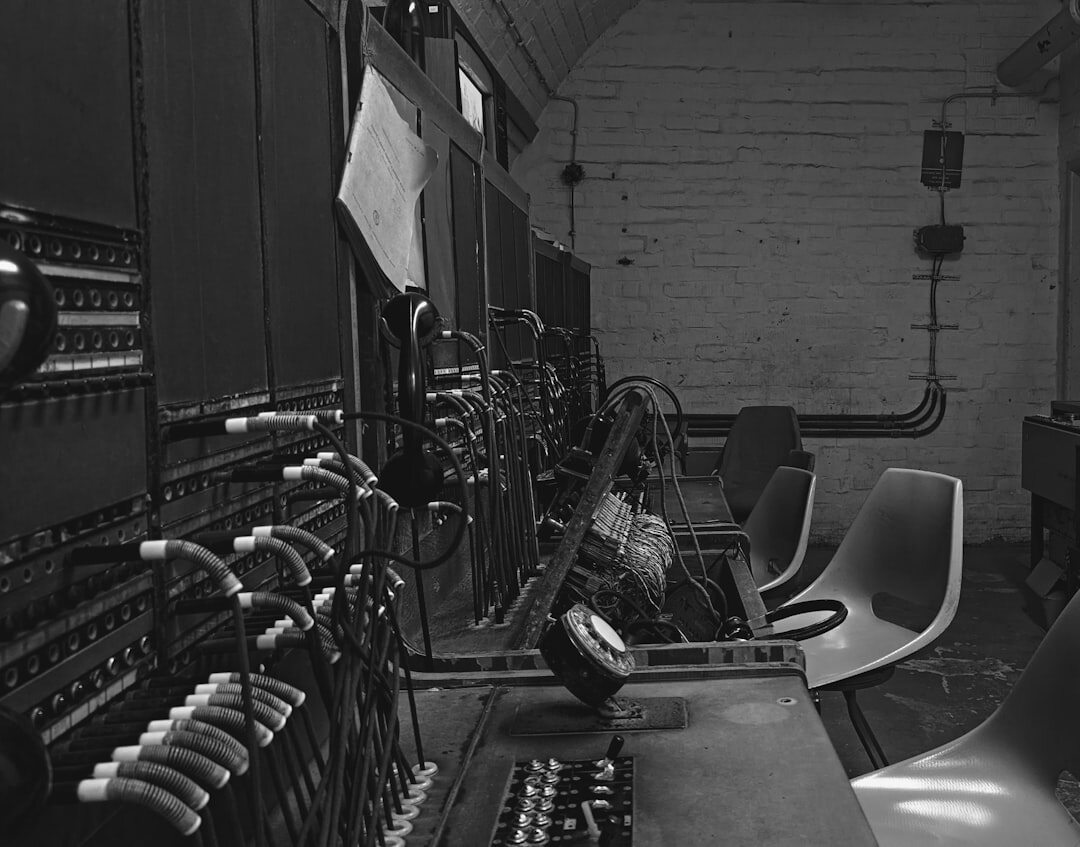 Vintage television production control room with retro monitors